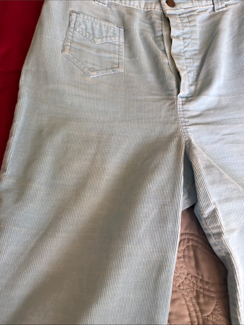 Vintage Dittos Light Blue corduroy Wide-Leg Jeans with Embroidered Cuff size 28 - Picture 6 of 8